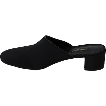 Dolce & Gabbana Black Grosgrain Slides Sandals Women Shoes