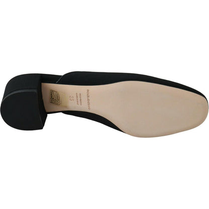 Dolce & Gabbana Black Grosgrain Slides Sandals Women Shoes