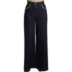 Dolce & Gabbana Dark Blue Crystal Embellished Flare Jeans Jeans & Pants