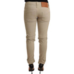 Acht Beige Denim Cotton Bottom Slim Fit Folded Pant PAN71199- 40