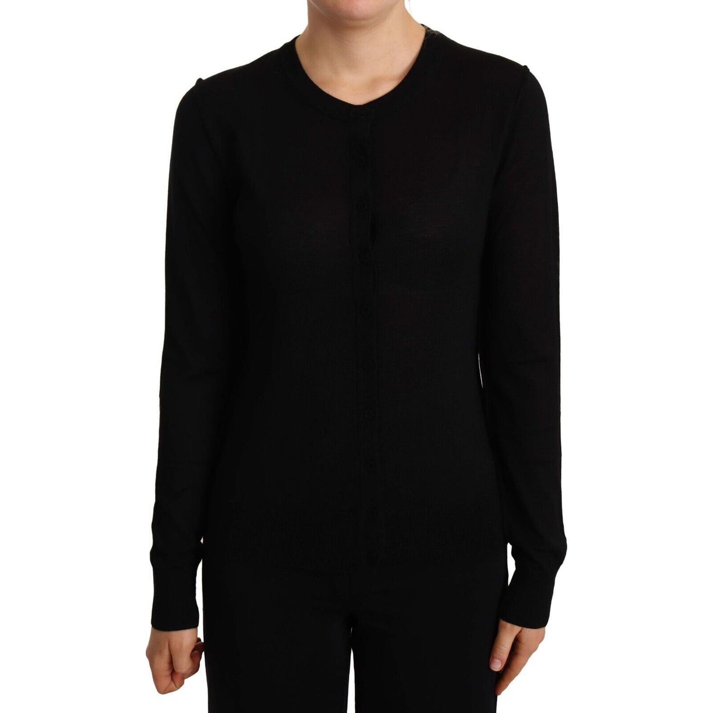Dolce & Gabbana Black Crewneck Pullover STAFF Sweater Wool WOMAN SWEATERS