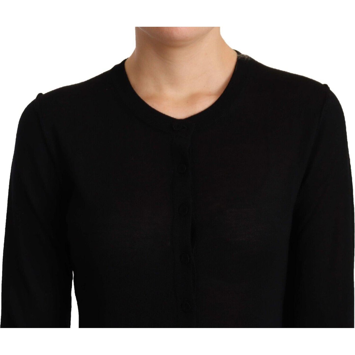Dolce & Gabbana Black Crewneck Pullover STAFF Sweater Wool WOMAN SWEATERS