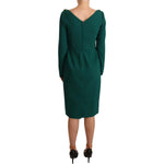 Dolce & Gabbana Green Stretch Crepe Crystal Midi Dress