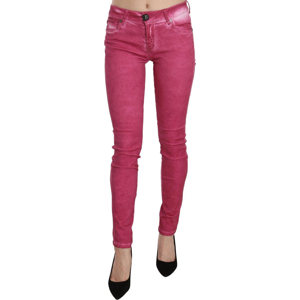 Dolce & Gabbana Pink Velvet Mid Waist Skinny Trouser Pants Jeans & Pants