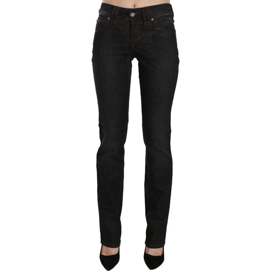 John Galliano Black Mid Waist Slim Fit Corduroy Denim Casual Pants Jeans & Pants