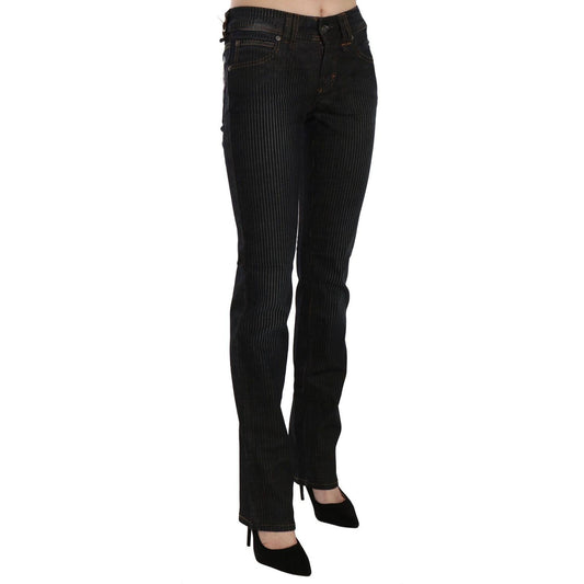 John Galliano Black Mid Waist Slim Fit Corduroy Denim Casual Pants Jeans & Pants