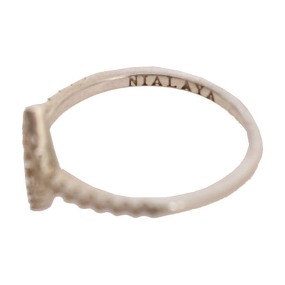 Nialaya Silver Rhombus Womens Clear CZ 925 Silver Ring Ring