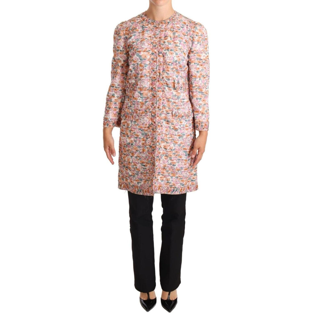Dolce & Gabbana Multicolor Floral Print Silk Trench Coat Jacket WOMAN COATS & JACKETS