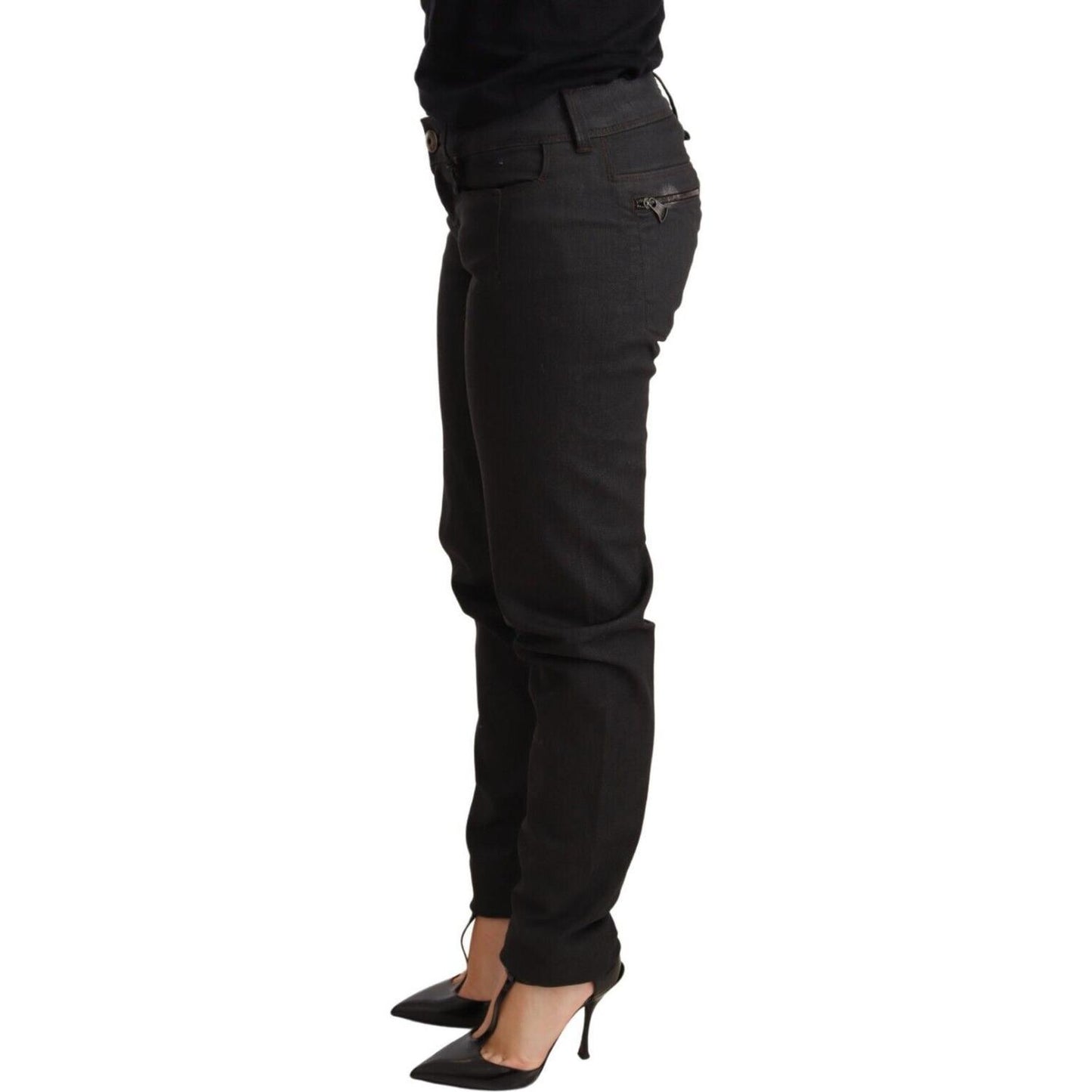 Ermanno Scervino Black Low Waist Skinny Slim Trouser Cotton Jeans Jeans & Pants