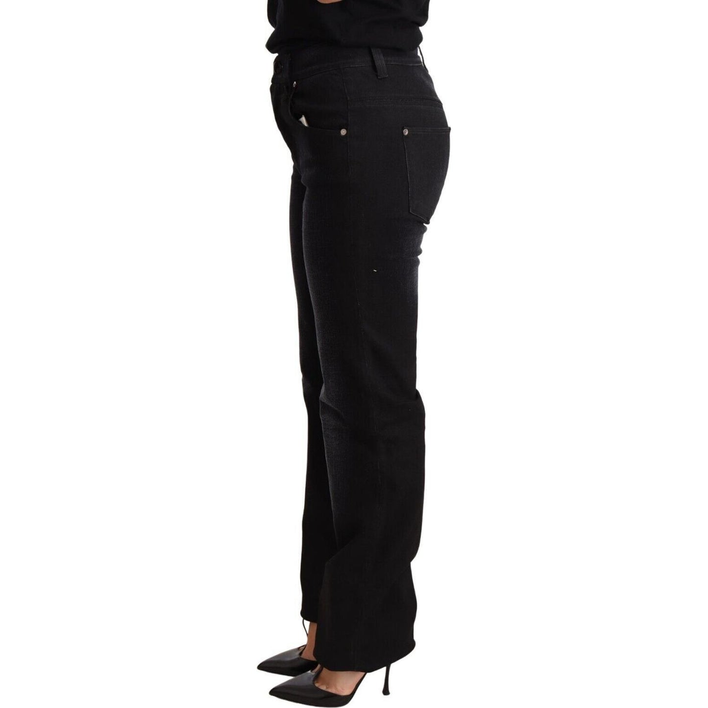 Ermanno Scervino Black Washed Straight Denim Trouser Cotton Jeans Jeans & Pants