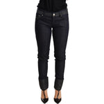 Ermanno Scervino Blue Skinny Folded Hem Denim Trouser Cotton Jeans Jeans & Pants