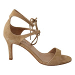 Maria Christina Beige Suede Leather Ankle Strap Pumps Shoes LA9376 - 35
