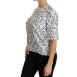 Dolce & Gabbana White Musical Instruments Print Blouse Blouse Top