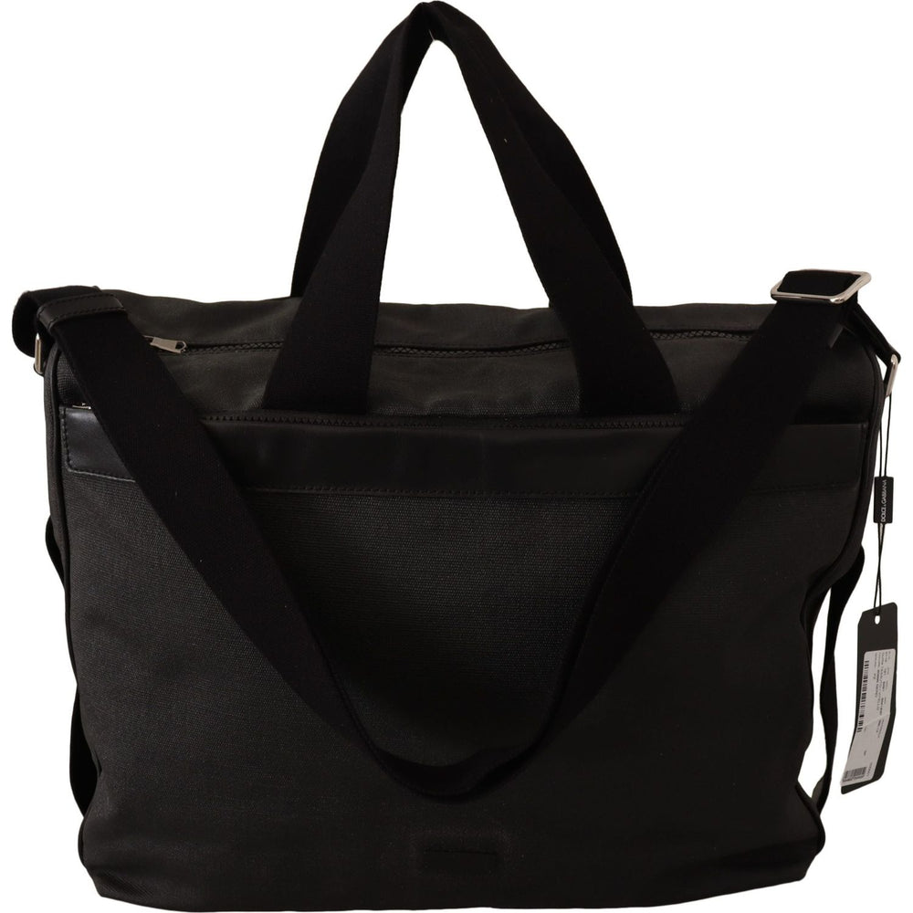 Dolce & Gabbana Black Denim Leather Shoulder Strap Messenger Bag WOMAN SHOULDER BAGS