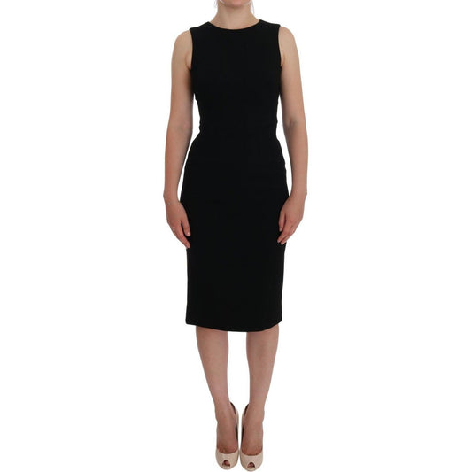 Dolce & Gabbana Black Stretch Crystal Sheath Gown Dress WOMAN DRESSES