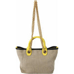 Dolce & Gabbana Beige Gold Chain Strap Shoulder Sling Purse Tote Bag VAS8770