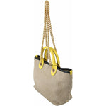 Dolce & Gabbana Beige Gold Chain Strap Shoulder Sling Purse Tote Bag VAS8770