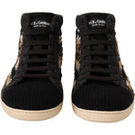 Dolce & Gabbana Beige Brown Wool Cotton High Top Sneakers MV4415-44