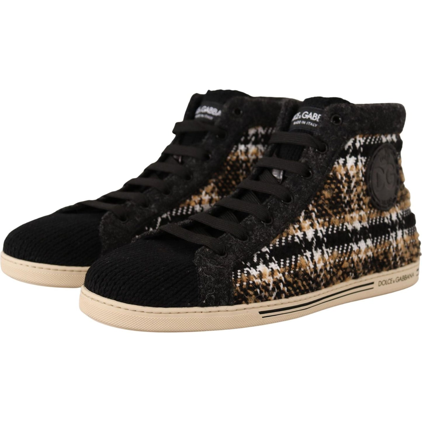 Dolce & Gabbana Beige Brown Wool Cotton High Top Sneakers MV4415-44