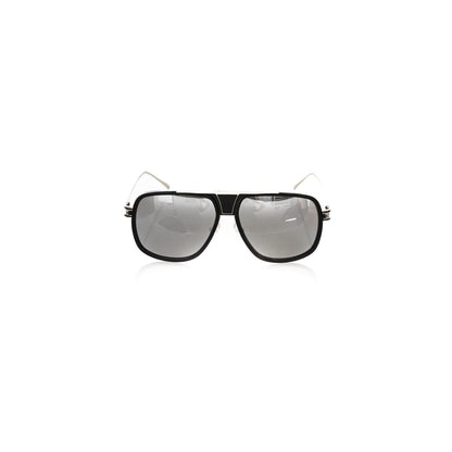 Frankie Morello Black Metallic Fiber Men Sunglass