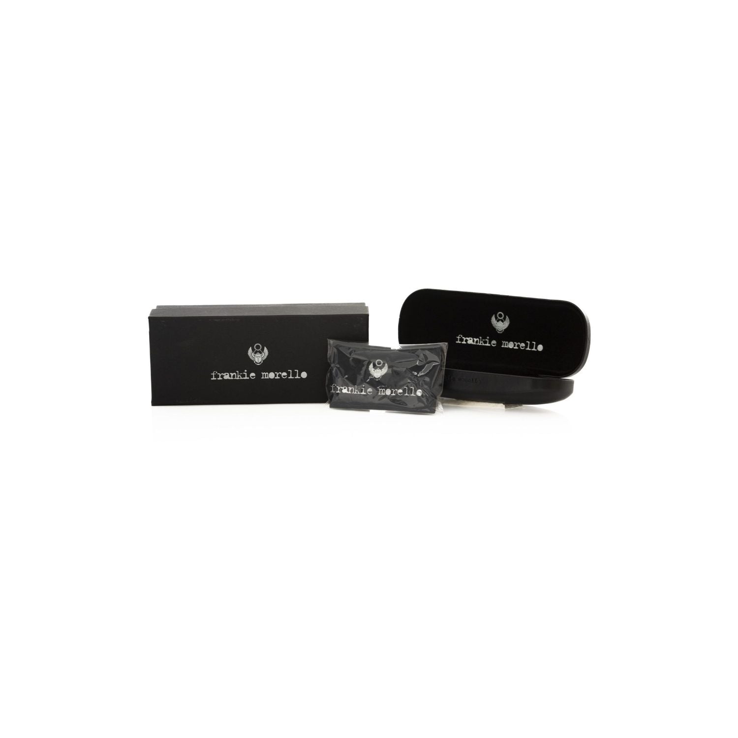 Frankie Morello Black Metallic Fiber Men Sunglass