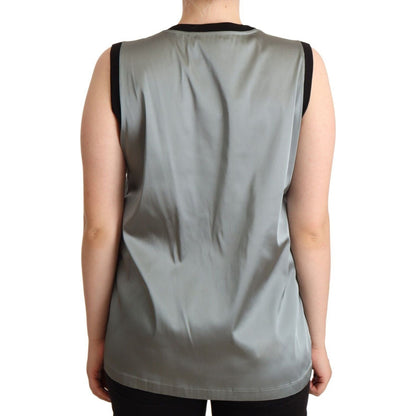 Dolce & Gabbana Silver Round Neck Sleeveless Casual Tank Top WOMAN TOPS AND SHIRTS
