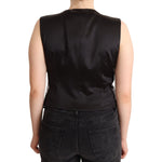 Dolce & Gabbana Black Sequin V-Neck Sleeveless Vest Tank Top WOMAN TOPS AND SHIRTS