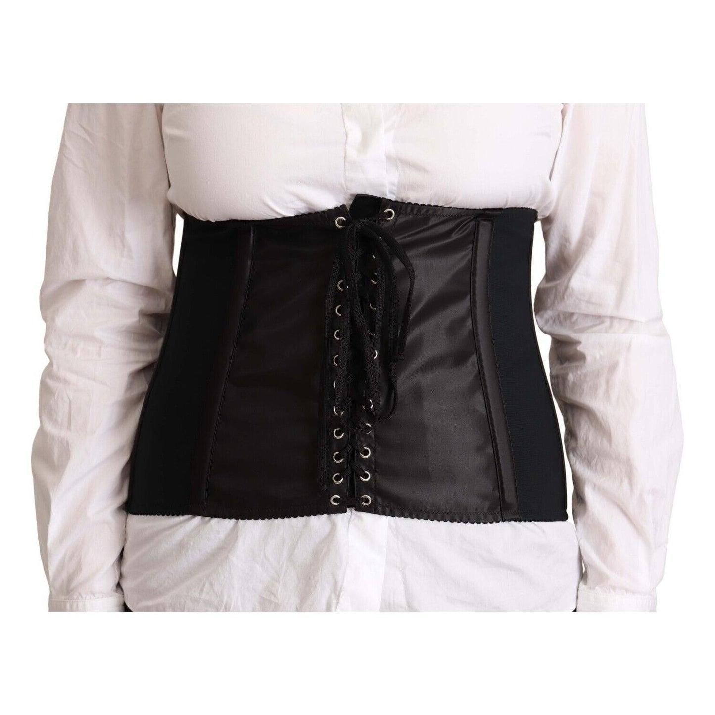 Dolce & Gabbana Black Corset Belt Stretch Waist Strap Top WOMAN TOPS AND SHIRTS