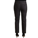 Dolce & Gabbana Black Striped Wool Tapered Trouser Pants Jeans & Pants