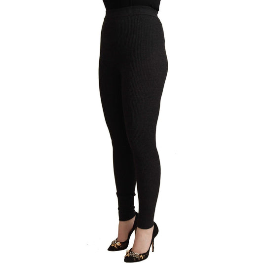 Dolce & Gabbana Black Virgin Wool Stretch Waist Tights Pants Jeans & Pants