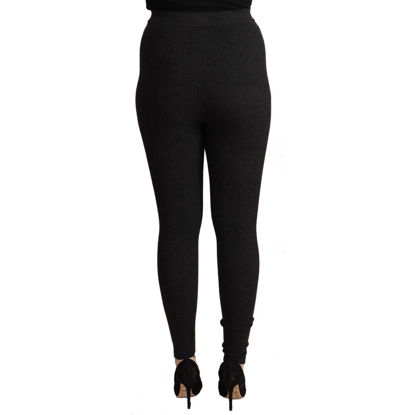 Dolce & Gabbana Black Virgin Wool Stretch Waist Tights Pants Jeans & Pants
