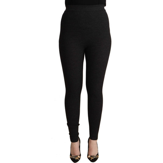 Dolce & Gabbana Black Virgin Wool Stretch Waist Tights Pants Jeans & Pants