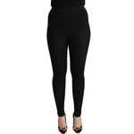 Dolce & Gabbana Black Cashmere Stretch Waist Tights Pants Jeans & Pants