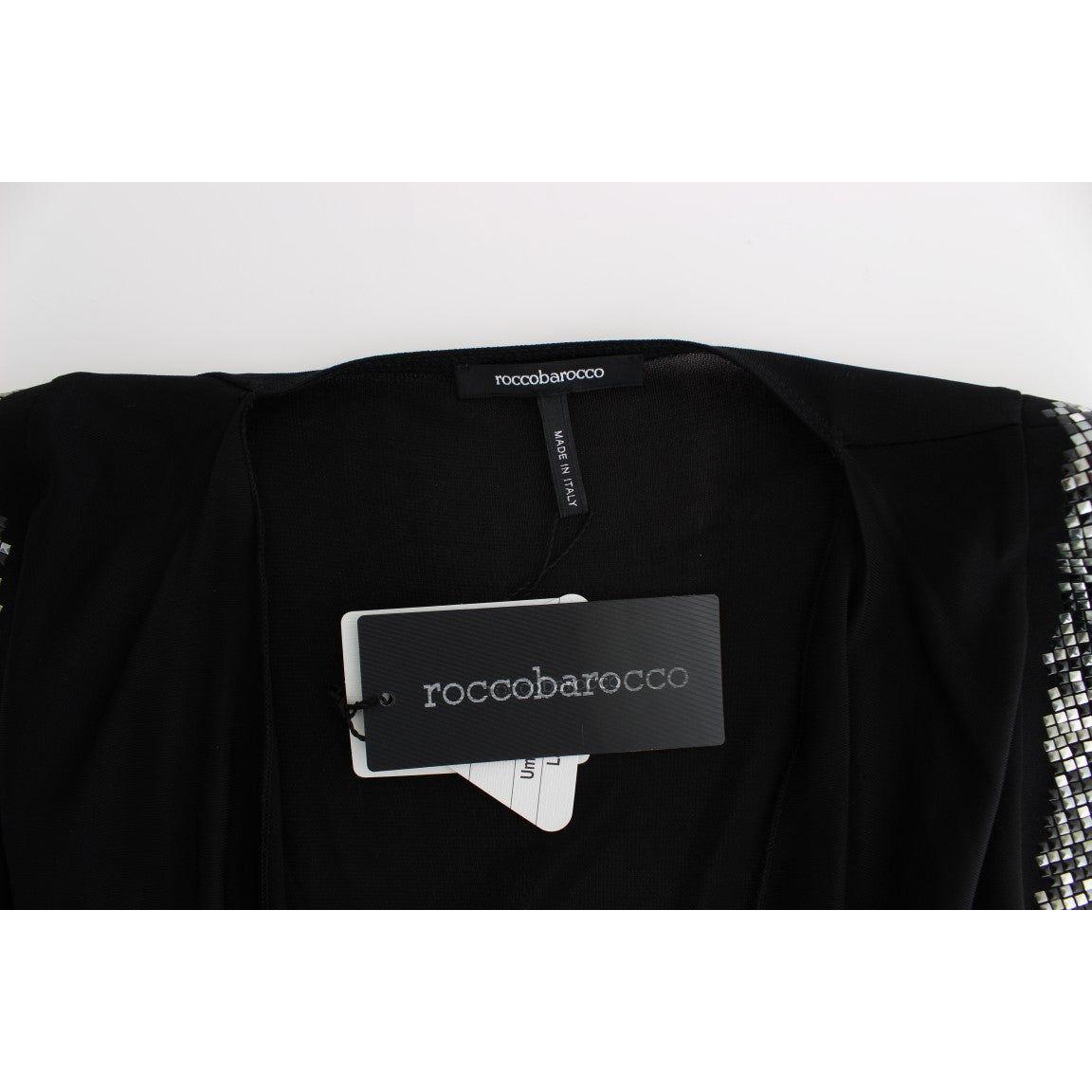 Roccobarocco Black Embellished Jersey Mini Sheath Short Dress Dresses