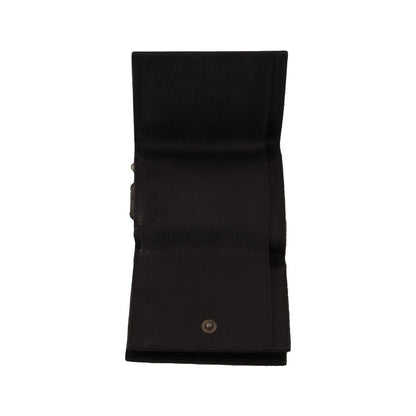 Dolce & Gabbana Black Leather Trifold Purse Belt Multi Kit Wallet