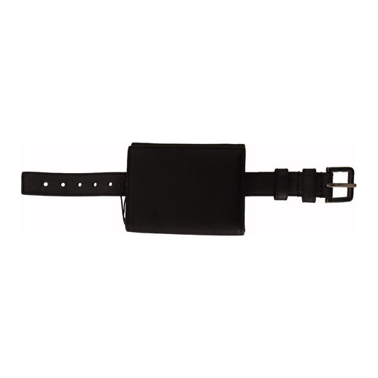 Dolce & Gabbana Black Leather Trifold Purse Belt Strap Multi Kit Wallet