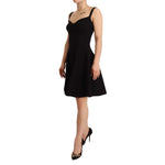 Dolce & Gabbana Black Fit Flare Wool Stretch Sheath Dress
