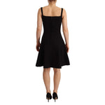 Dolce & Gabbana Black Fit Flare Wool Stretch Sheath Dress