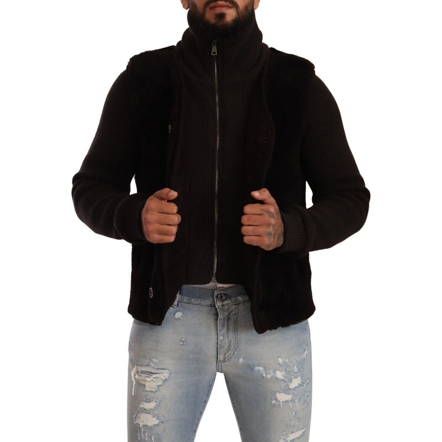 سترة بومبر جلدية أنيقة من دولتشي آند غابانا