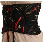 Dolce & Gabbana Black Corset Belt Stretch Waist Strap Silk Top