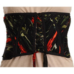 Dolce & Gabbana Black Corset Belt Stretch Waist Strap Silk Top