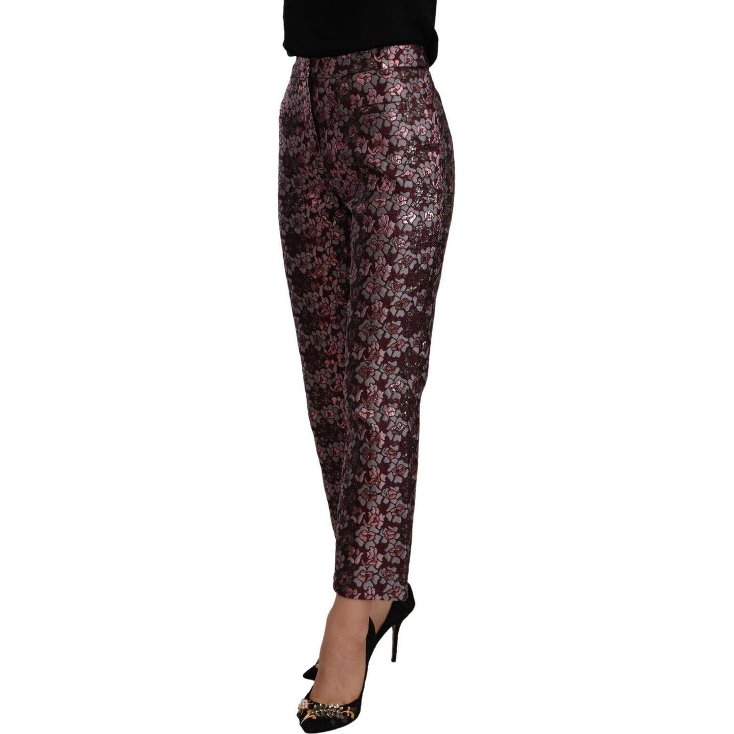 House of Holland Multicolor Floral Jacquard Flared Cropped Pants