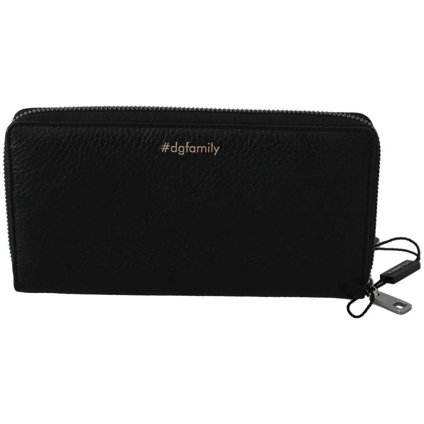 Dolce & Gabbana Black Red Leather #DGFAMILY Zipper Continental Wallet