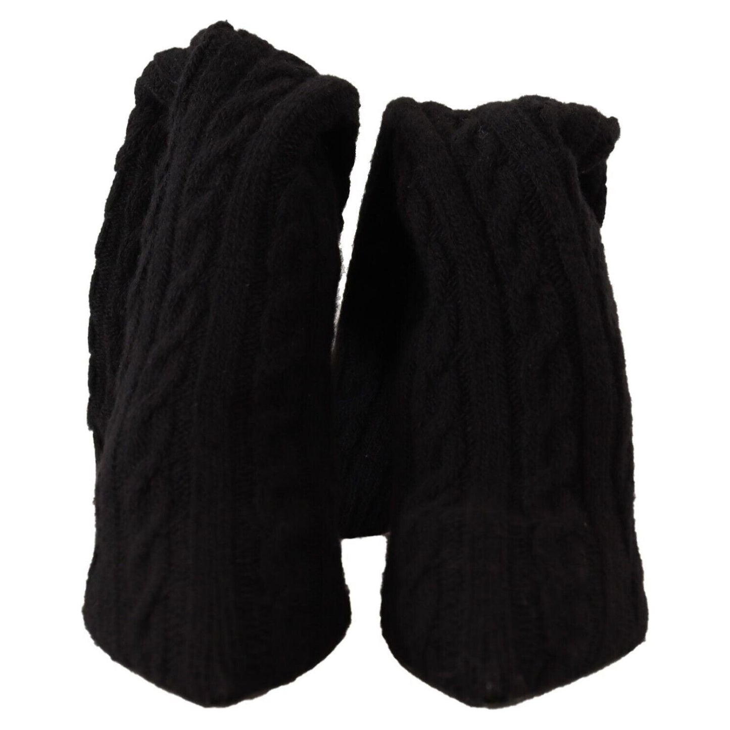 Dolce & Gabbana Black Stretch Socks Knee High Booties Shoes LA9668 - 38