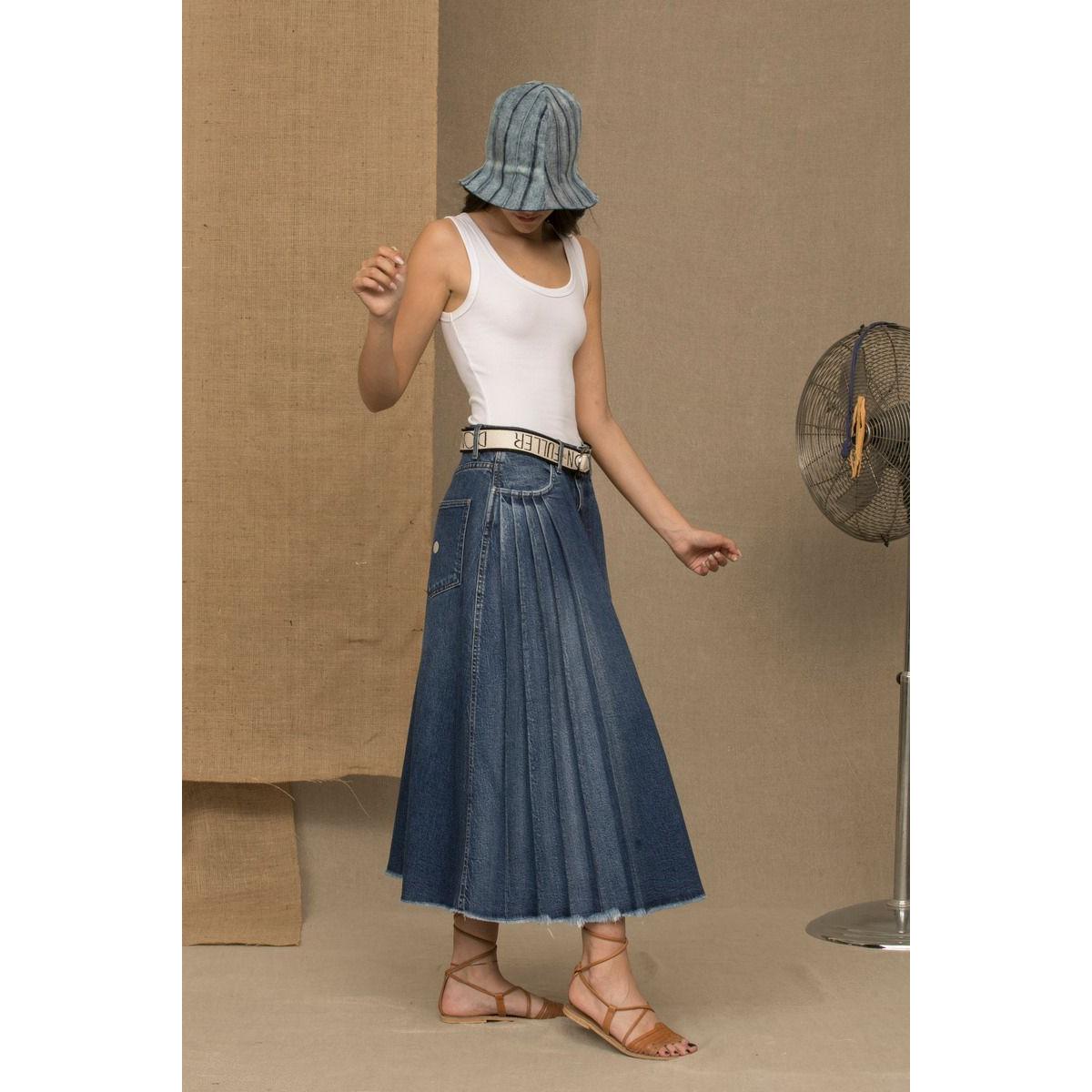 Don The Fuller Blue Cotton Women Skirt Jeans & Pants
