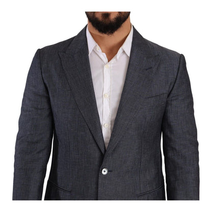 Dolce & Gabbana Blue Linen Cotton Jacket TAORMINA Blazer