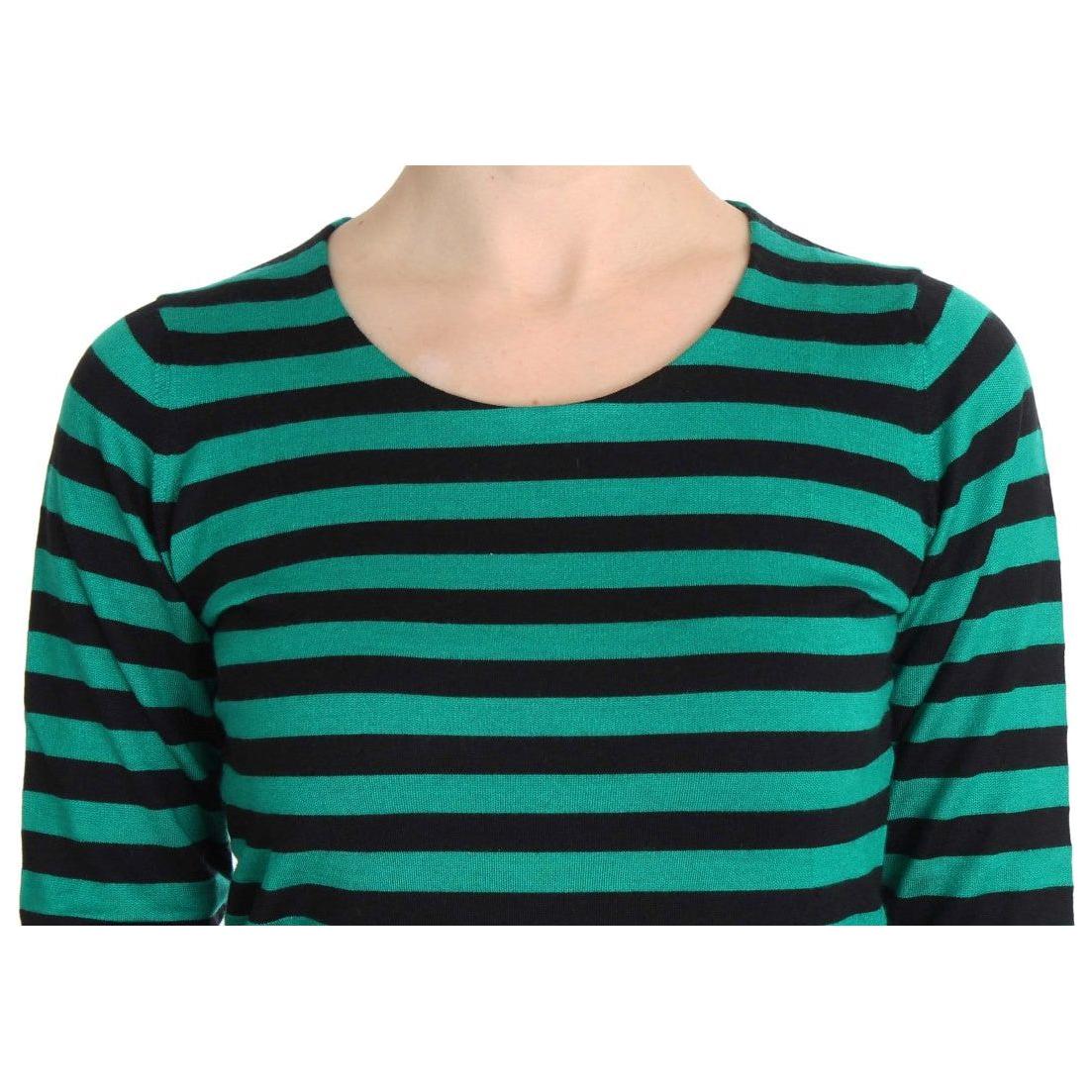 Dolce & Gabbana Green Black Silk Cashmere Sweater