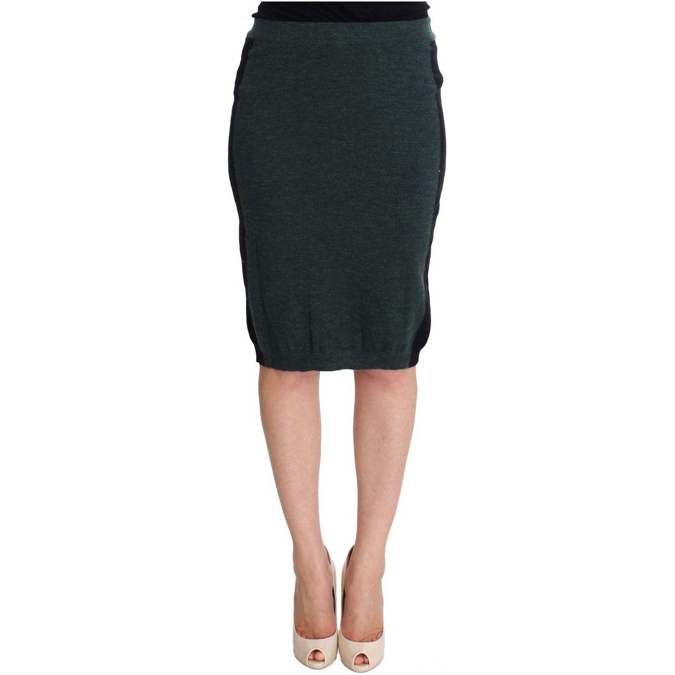 MILA SCHÖN Green Wool Blend Pencil Skirt