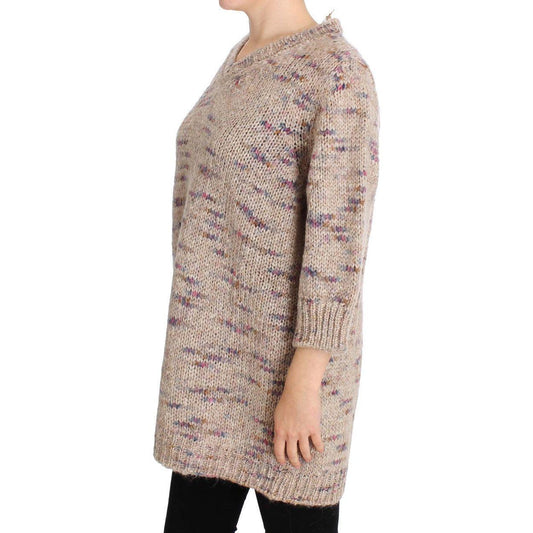PINK MEMORIES Beige Wool Blend Knitted Oversize Sweater SIG30261-1