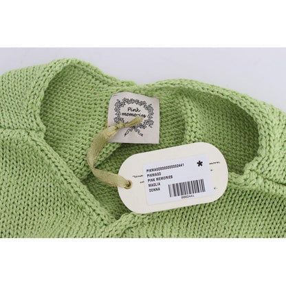 PINK MEMORIES Green Cotton Blend Knitted Sweater